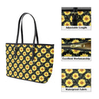 Painted Sunflower PU Leather Tote Bag Large Leather Tote Bag-Large Plants Printed Offshore