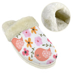 Lovely Birds Women's Fur Trim Thick-Sole Indoor Slippers Women's Fur Trimmed Slippers animal Birds Printed Offshore