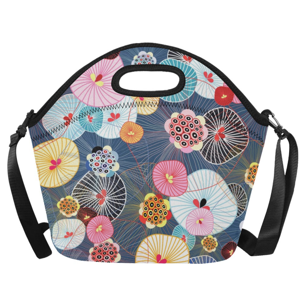Abstract Floral - Neoprene Lunch Bag One Size Neoprene Lunch Bag Printed Offshore