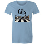 The Cats, Fab Four Crossing Road - Womens T-shirt Carolina Blue Womens T-shirt animal Music Printed In Australia