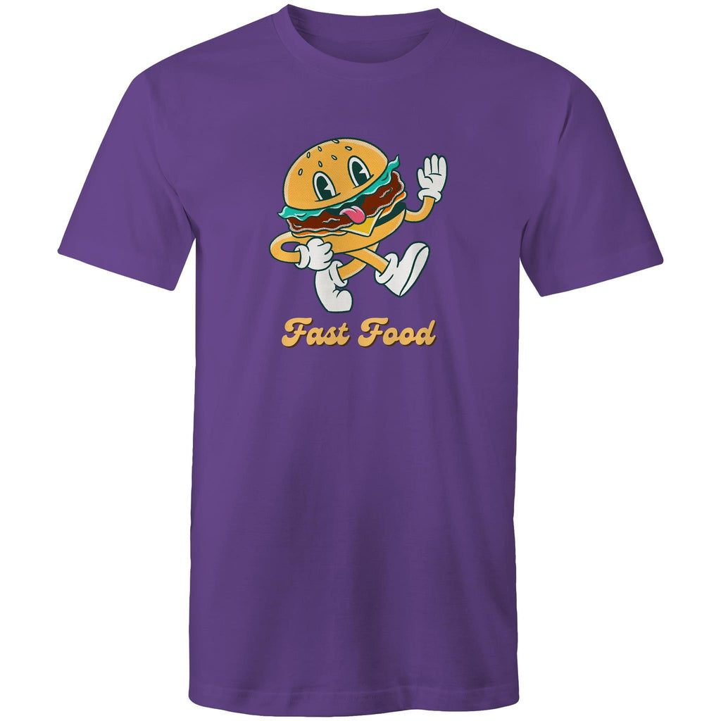 Fast Food, Hamburger - Mens T-Shirt Purple Mens T-shirt Food Printed In Australia Retro