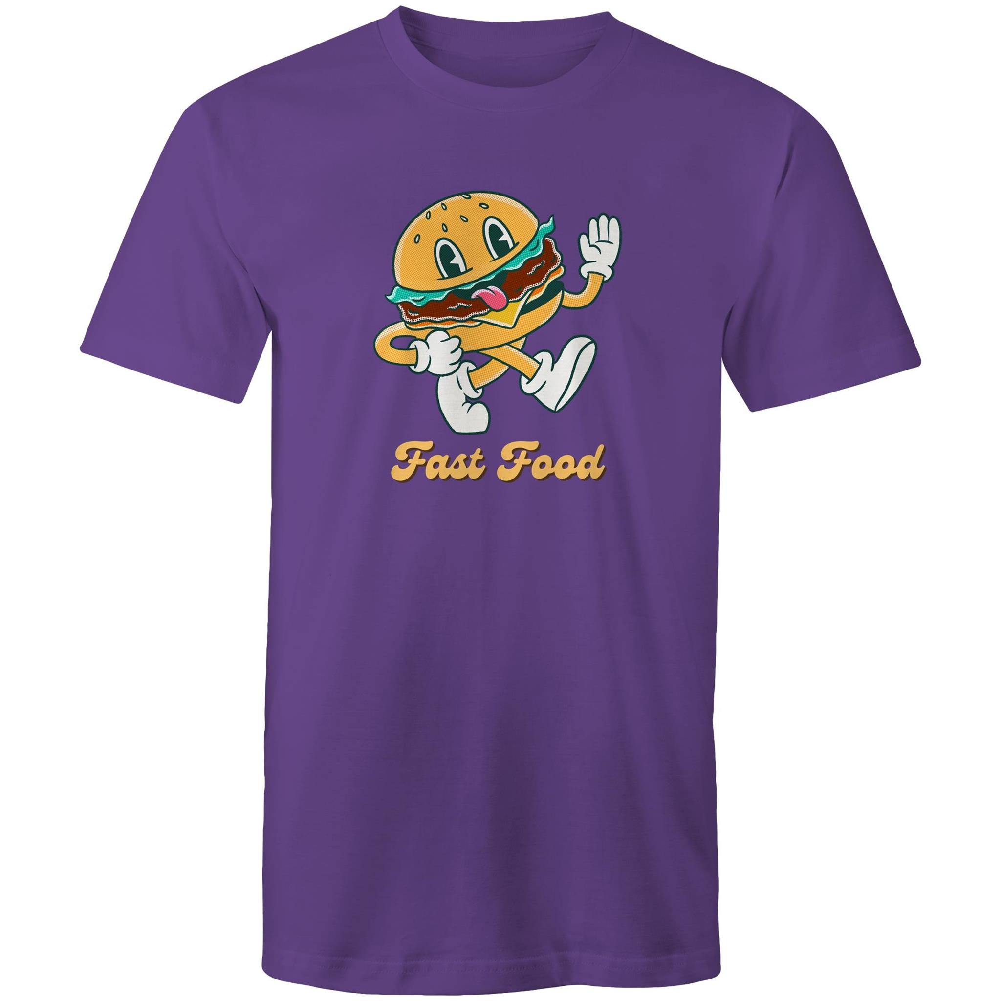 Fast Food, Hamburger - Mens T-Shirt Purple Mens T-shirt Food Printed In Australia Retro