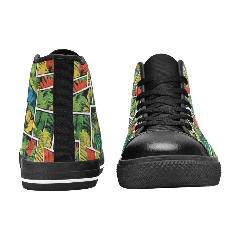 Tropical Comic Book Style Men's High Top Canvas Shoes Men's Classic High Top Canvas Shoes comic Plants Printed Offshore