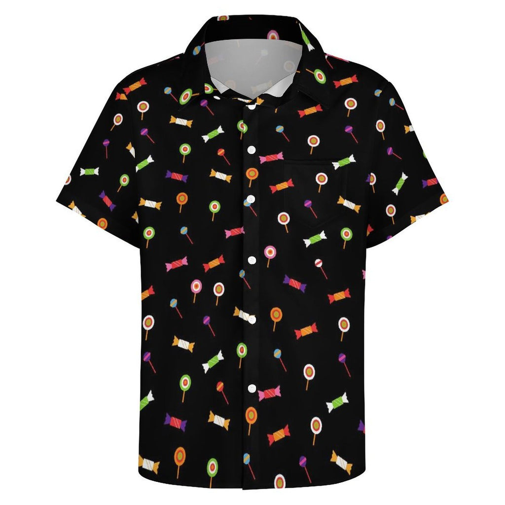 Candy Women's Short-Sleeve Button Up Shirt Women's Short-Sleeve Button Up Shirt Food Printed Offshore