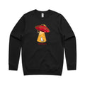 Here For The Cats, UFO AS Colour Stencil Crew Sweatshirt Unisex Black Sweatshirt animal Printed In Australia Sci Fi