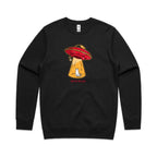 Here For The Cats, UFO - AS Colour Stencil Crew Black Sweatshirt animal Printed In Australia Sci Fi