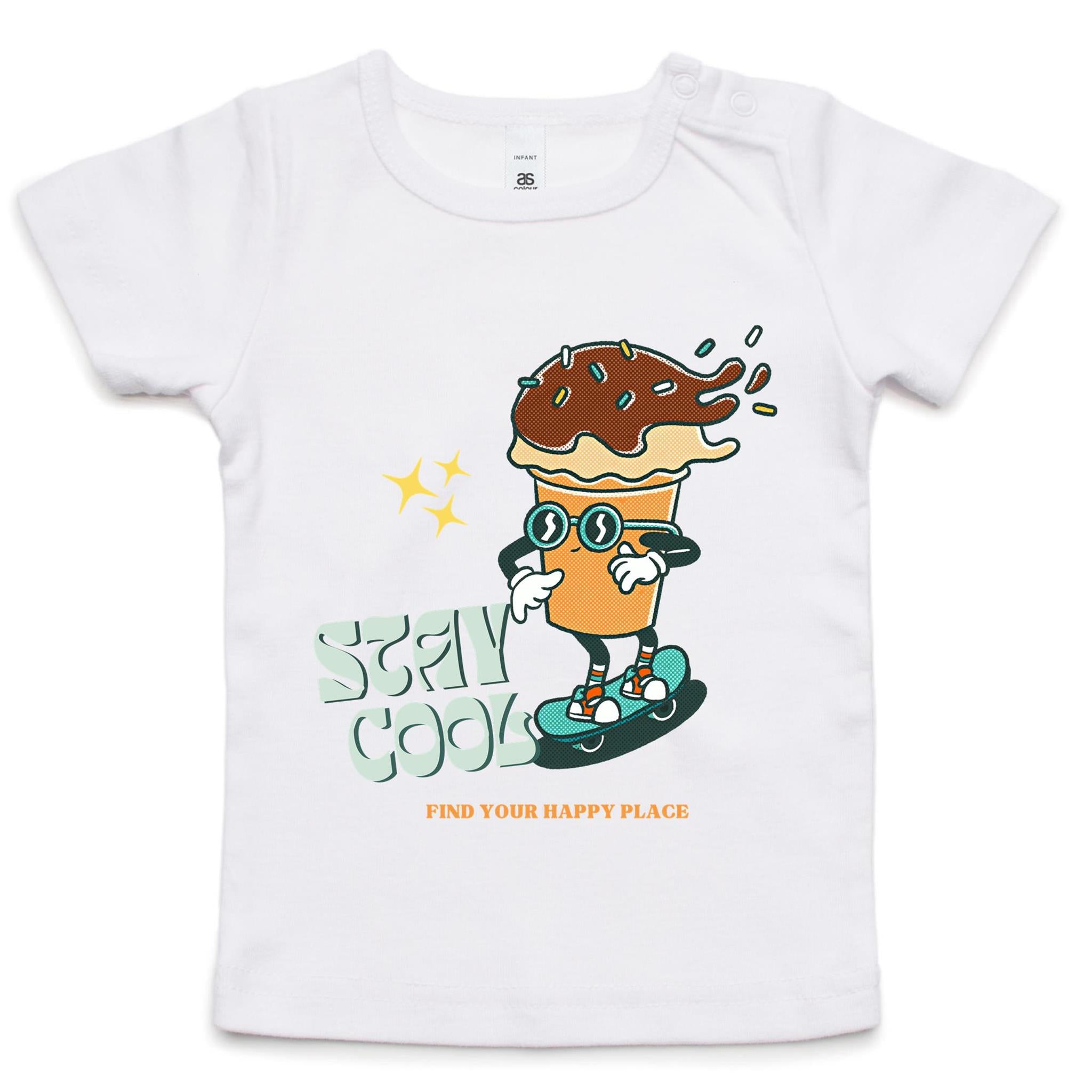 Ice Cream, Stay Cool - Baby T-shirt White Baby T-shirt Food Printed In Australia Summer
