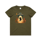 Black Cat Alien UFO Abduction Kids AS Colour T-shirt
