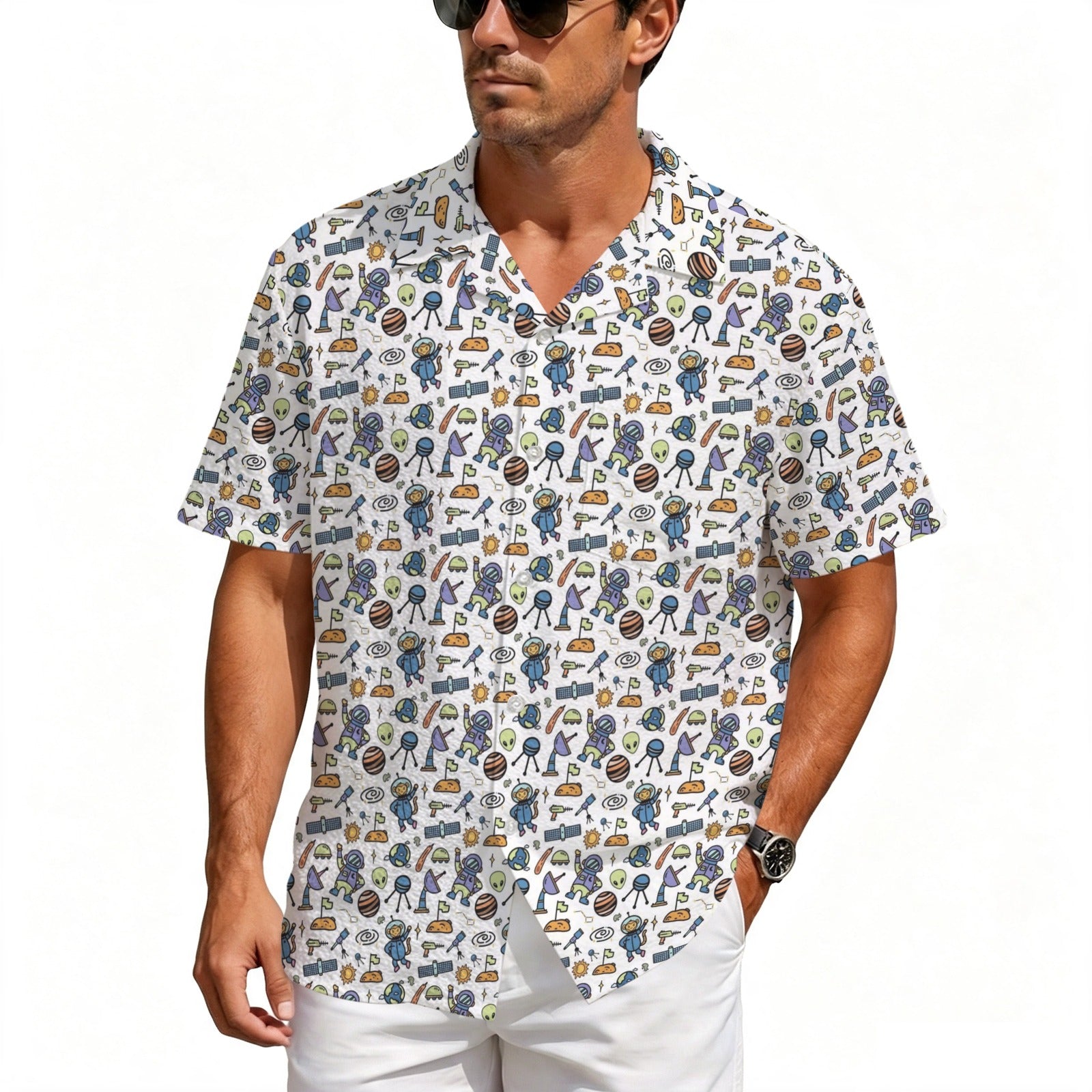 All About Space Men's Crinkle Hawaiian Shirt