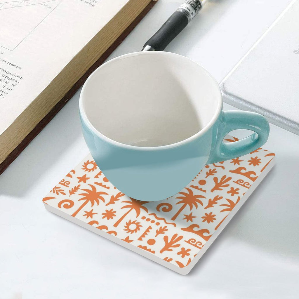 Orange Surf Ceramic Coasters (Square) Ceramic Coasters Printed Offshore Surf