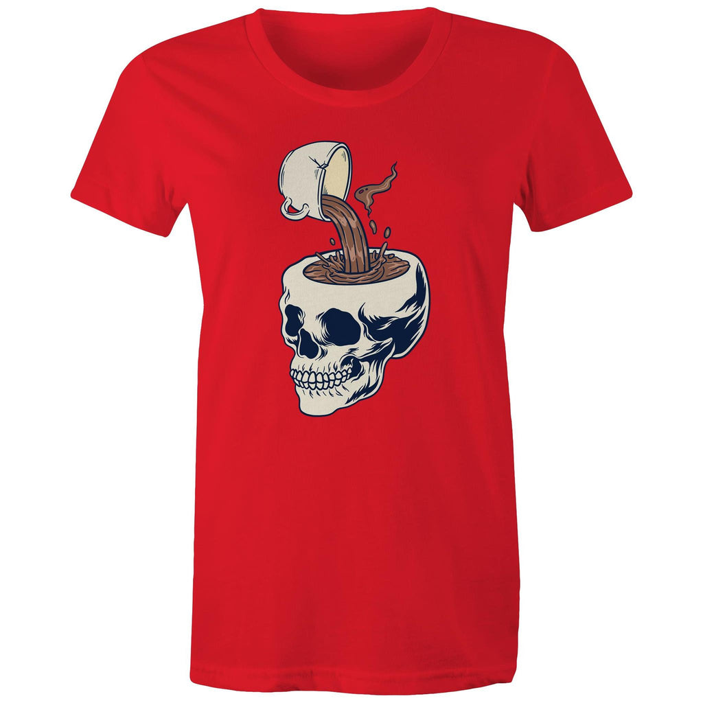 Coffee Skull - Womens T-shirt Red Womens T-shirt Coffee Printed In Australia
