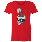 Coffee Skull - Womens T-shirt Red Womens T-shirt Coffee Printed In Australia