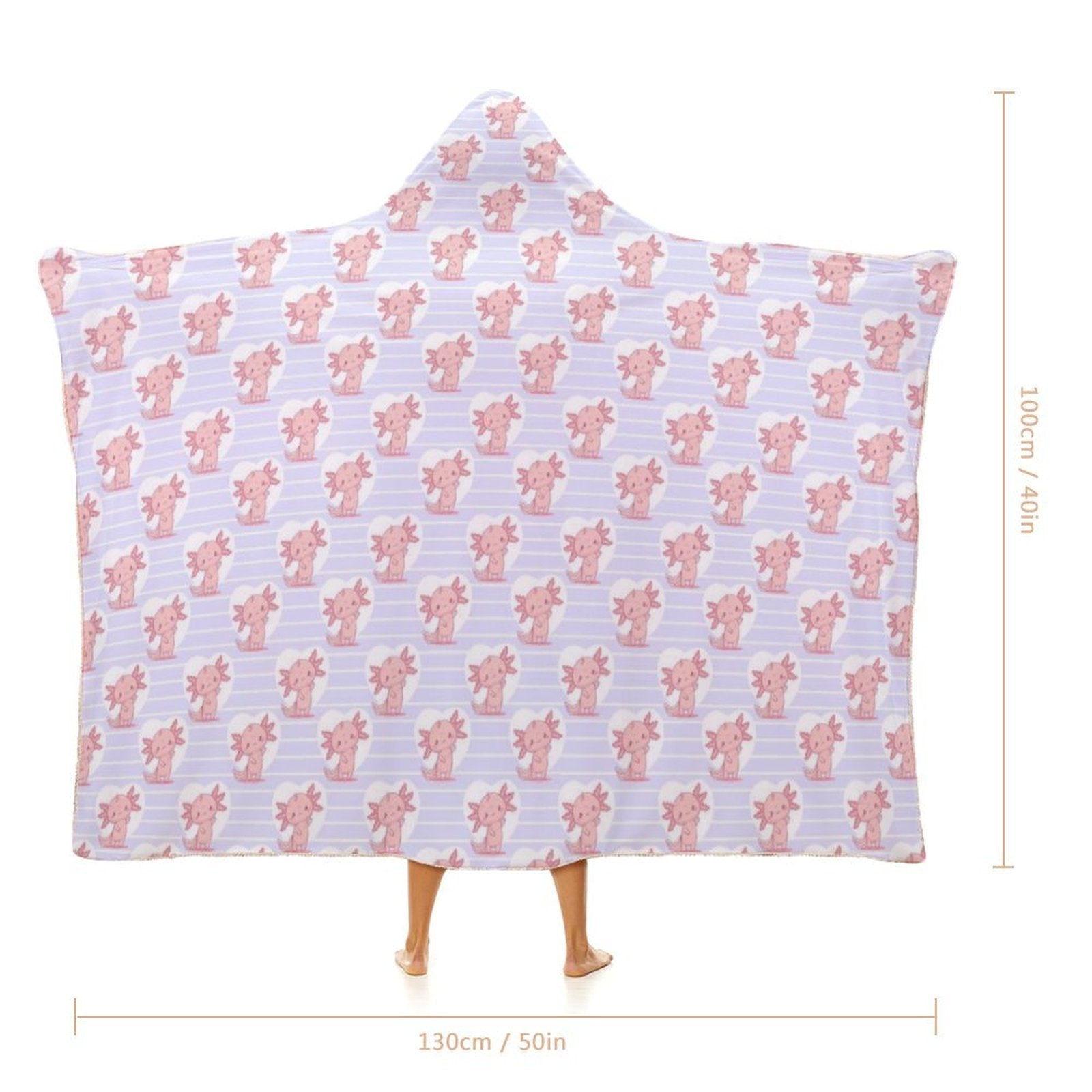Axolotl Love Kids Hooded Blanket 100cm x 130cm