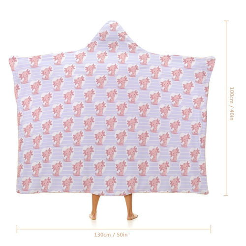 Axolotl Love Kids Hooded Blanket 100cm x 130cm Kids Hooded Blanket animal Printed Offshore