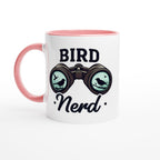 Bird Nerd - White 11oz Ceramic Mug with Colour Inside Ceramic Pink Colour 11oz Mug animal Globally Fulfilled