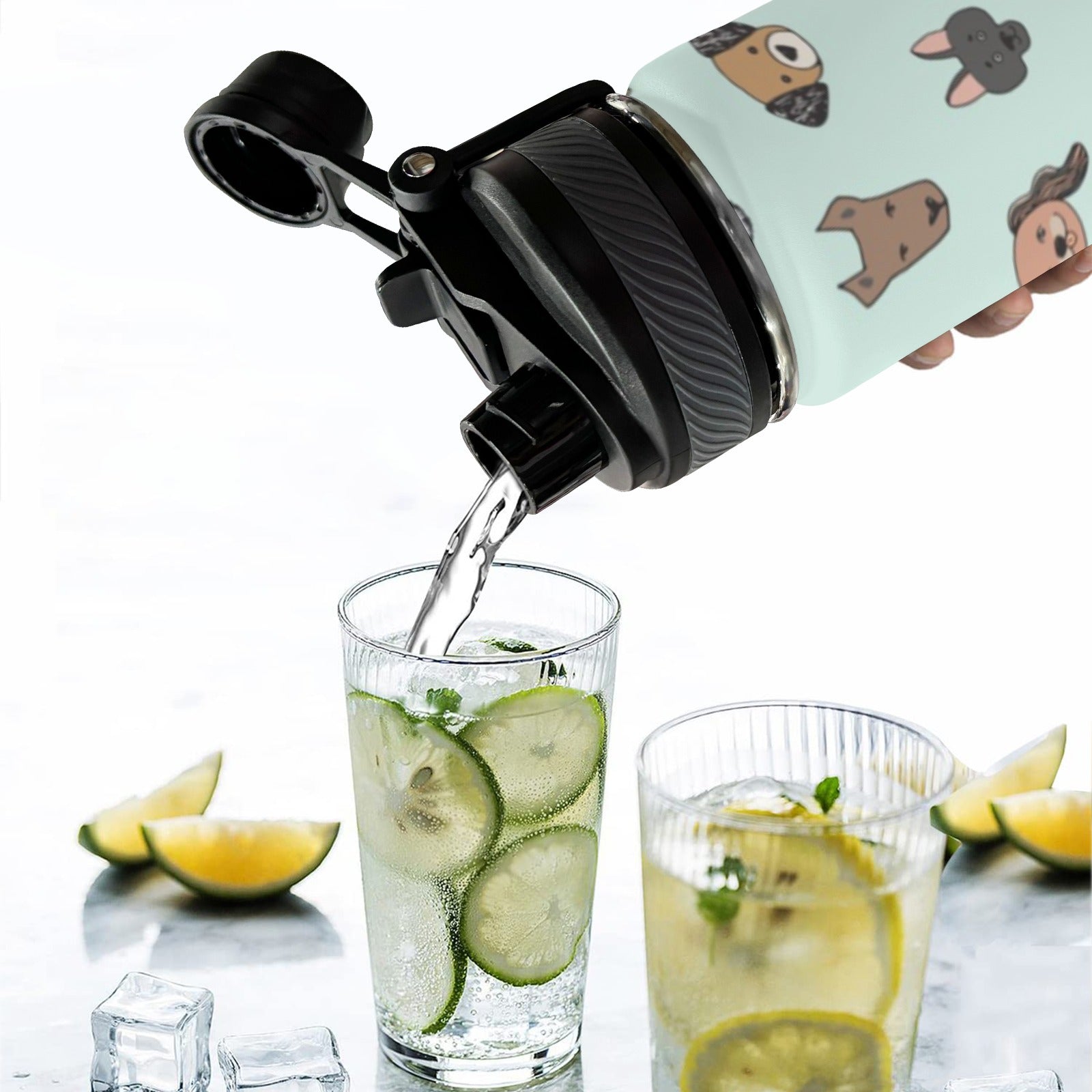 Dog Faces - Insulated Water Bottle with Dual-Use Lid (18oz) Insulated Water Bottle with Dual-Use Lid (18oz) animal Printed Offshore