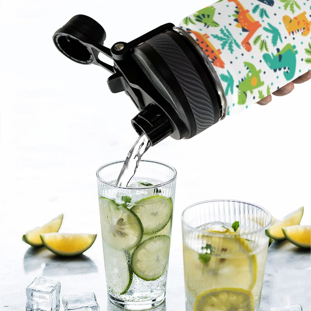 Colourful Dinosaurs - Insulated Water Bottle with Dual-Use Lid (18oz) Insulated Water Bottle with Dual-Use Lid (18oz) animal Printed Offshore