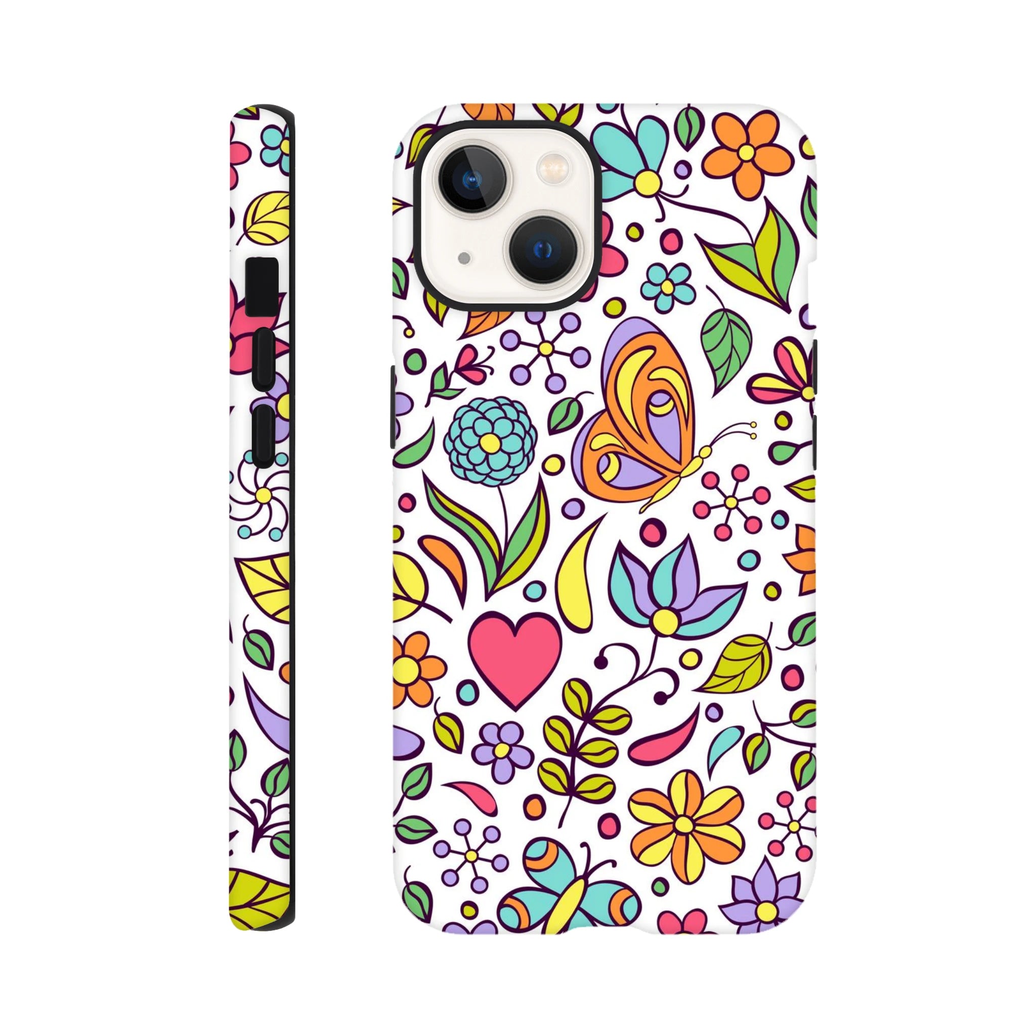 Quirky Butterfly Flowers - Apple iPhone Tough case iPhone 13 iPhone Tough Case animal Globally Fulfilled