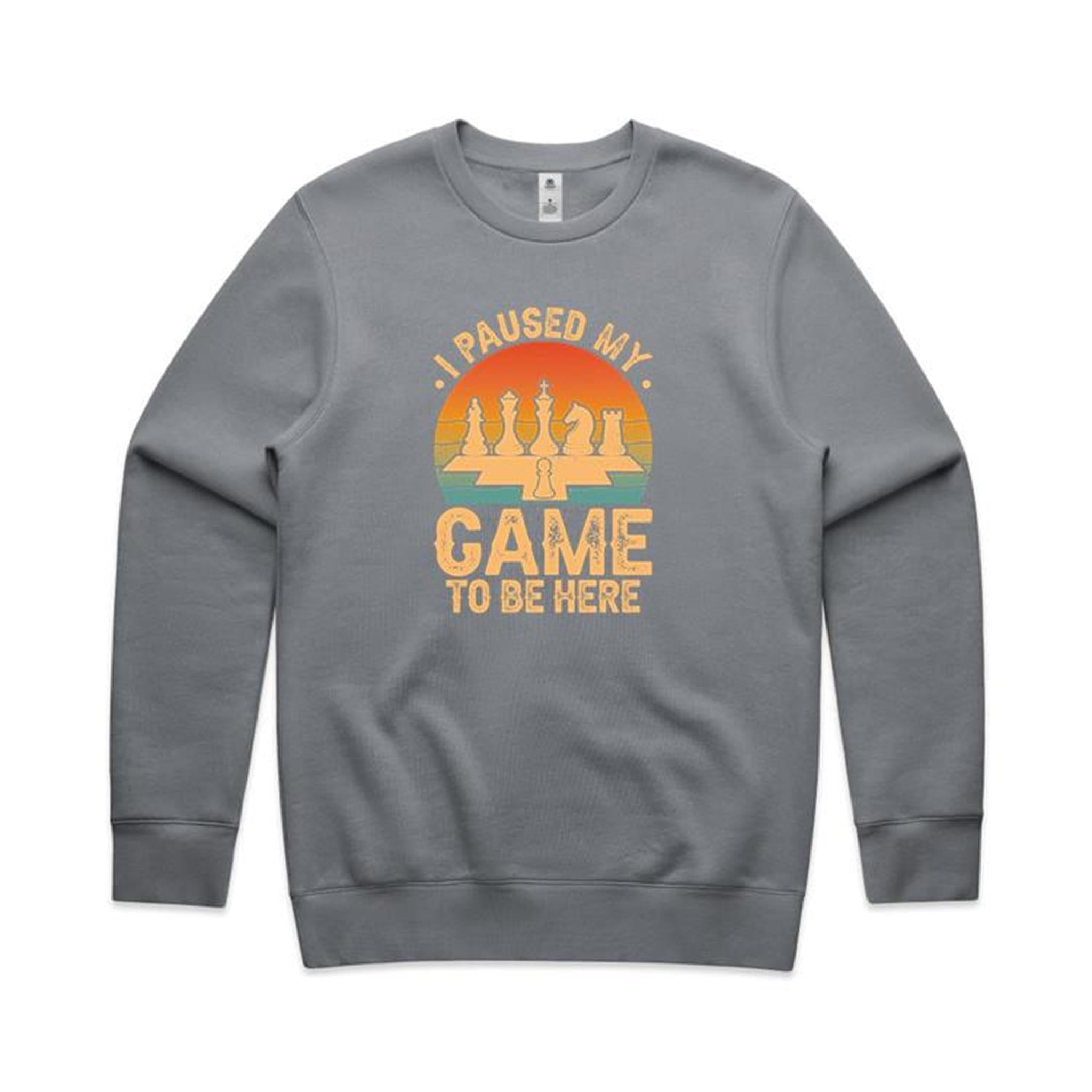 I Paused My Game, Chess - AS Colour Stencil Crew Sweatshirt Gravel Sweatshirt Chess Games Printed In Australia