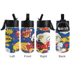 Blue Comic Book 12oz Kids Water Bottle with Straw Lid