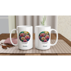 Personalise - Stained Glass Birth Month Flowers - White 15oz Ceramic Mug Personalised 15oz Mug Birthday customise Globally Fulfilled Name personalise Plants