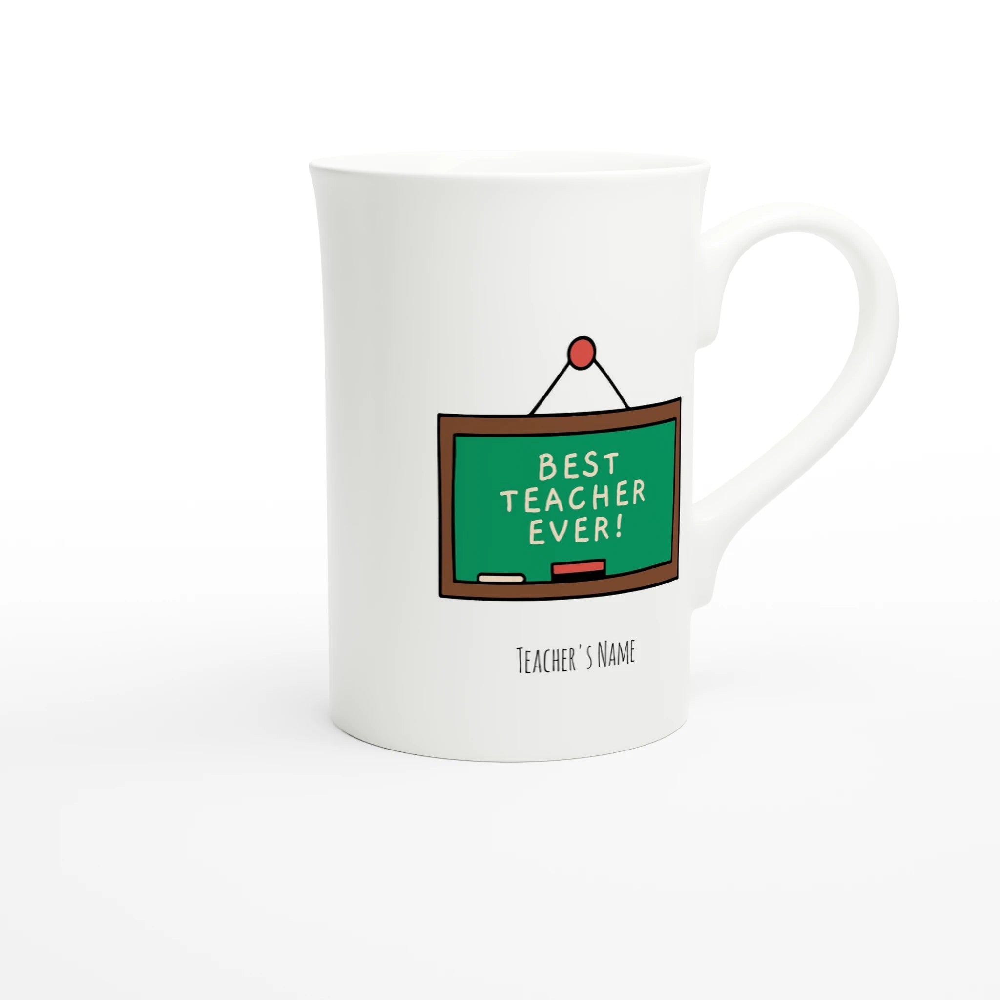 Best Teacher Ever, Blackboard White 10oz Porcelain Slim Mug Porcelain Mug