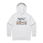 Coffee Beauty, All Shapes And Sizes Women's AS Colour Hoodie White Marle Womens Hoodie Coffee Positivity Printed In Australia