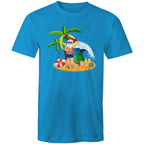 Surf Summer Santa - Mens T-Shirt Arctic Blue Mens Christmas T-shirt Christmas Printed In Australia