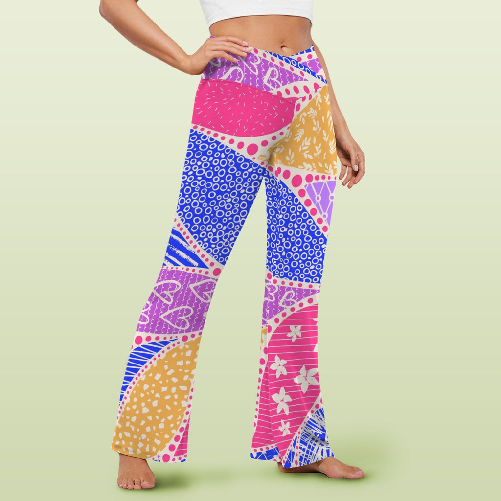 Pink Swirl High Waist Crossover Tummy Control Flare Leggings High Waist Flare Leggings Printed Offshore