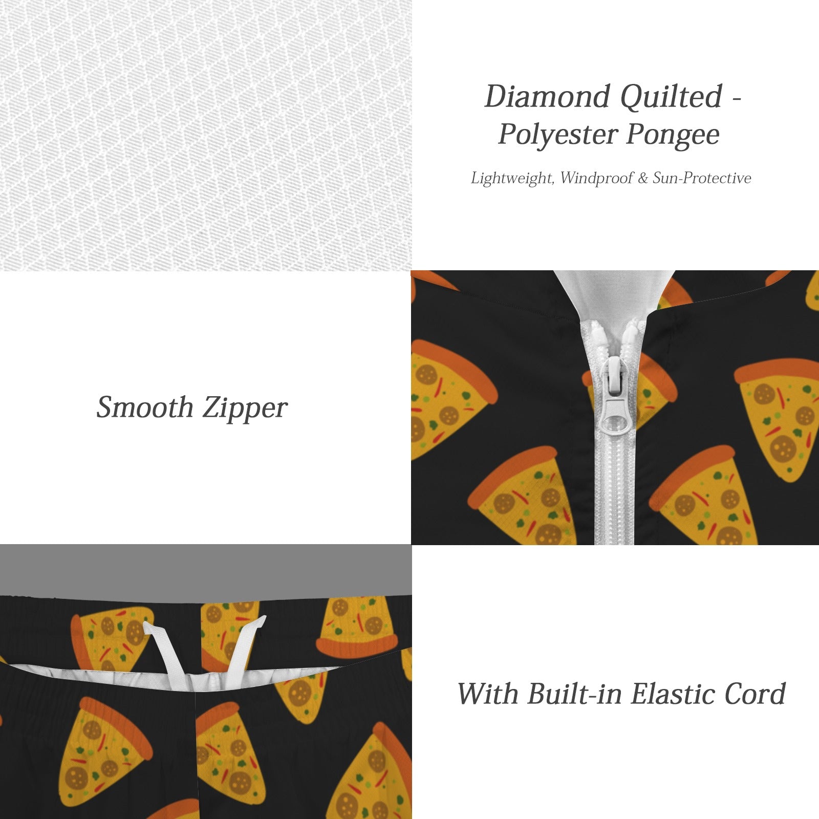 Pizzas Men's Lightweight Sun Hoodie & Shorts Set Men's Lightweight Sun Hoodie & Shorts Food Printed Offshore