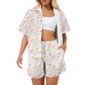 Abstract Colourful Shapes Women's Windbreaker Short Set 2XL Women's Windbreaker Short Set Printed Offshore