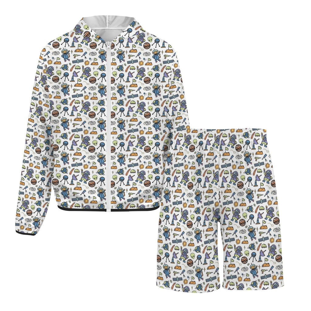 All About Space Men's Lightweight Sun Hoodie & Shorts Set Men's Lightweight Sun Hoodie & Shorts Printed Offshore Space