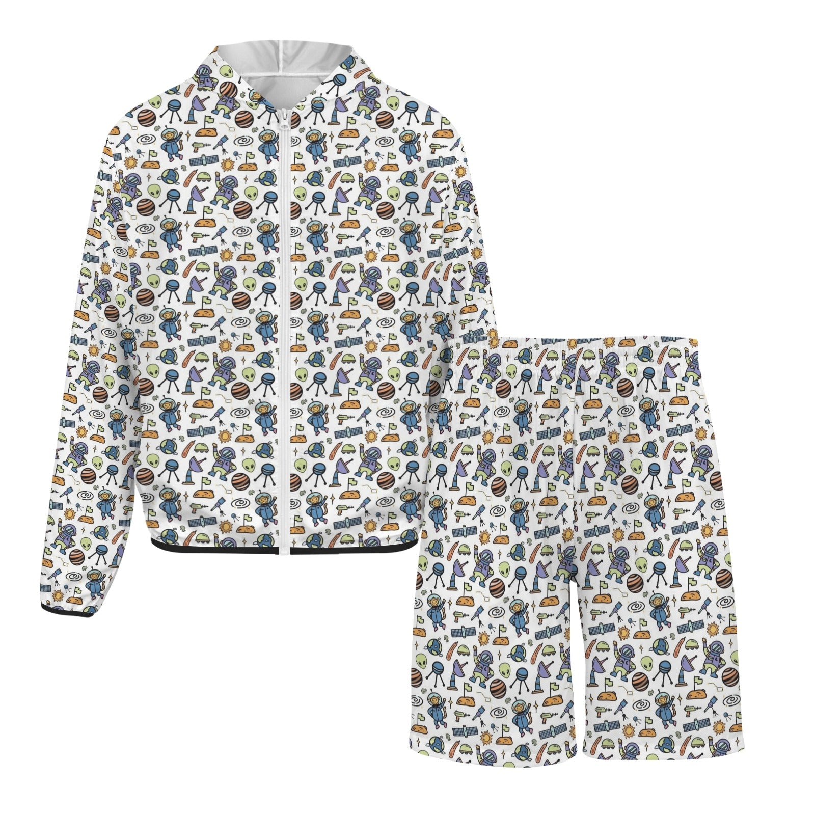 All About Space Men's Lightweight Sun Hoodie & Shorts Set Men's Lightweight Sun Hoodie & Shorts Printed Offshore Space