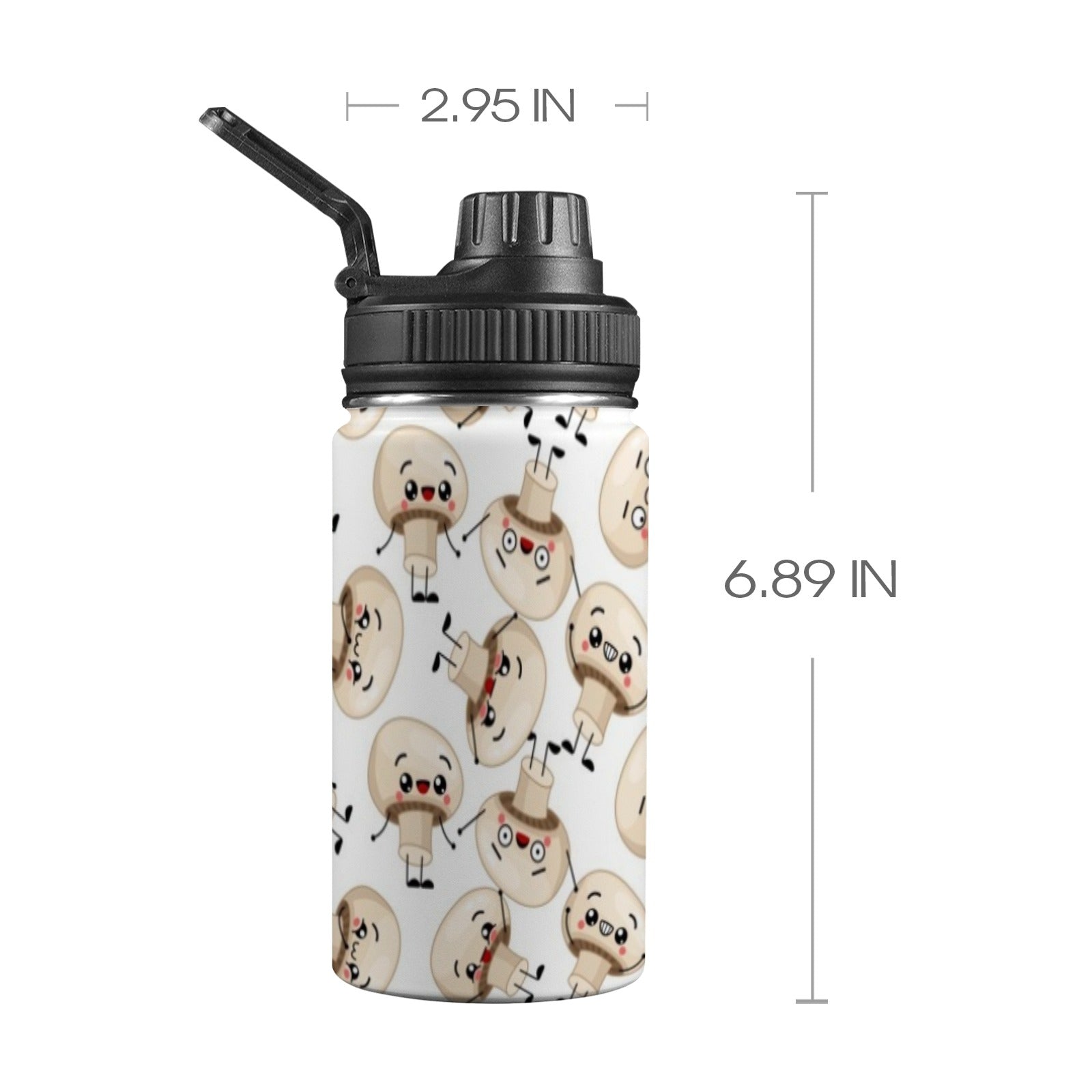 Cute Mushrooms Kids Water Bottle with Chug Lid (12 oz) One Size Kids Water Bottle with Chug Lid Food Printed Offshore