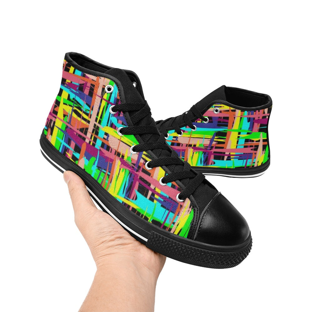 Painted Lines Kids High Top Canvas Shoes
