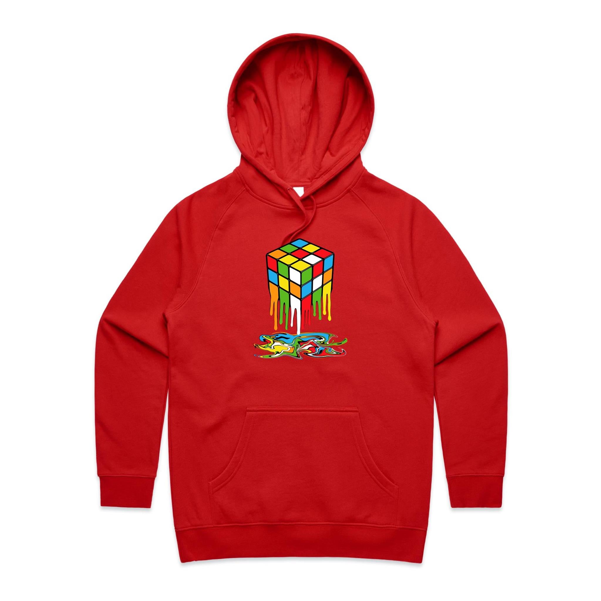 Melting Cube - Womens Hoodie Red Womens 2XL Womens Hoodie Games Printed In Australia
