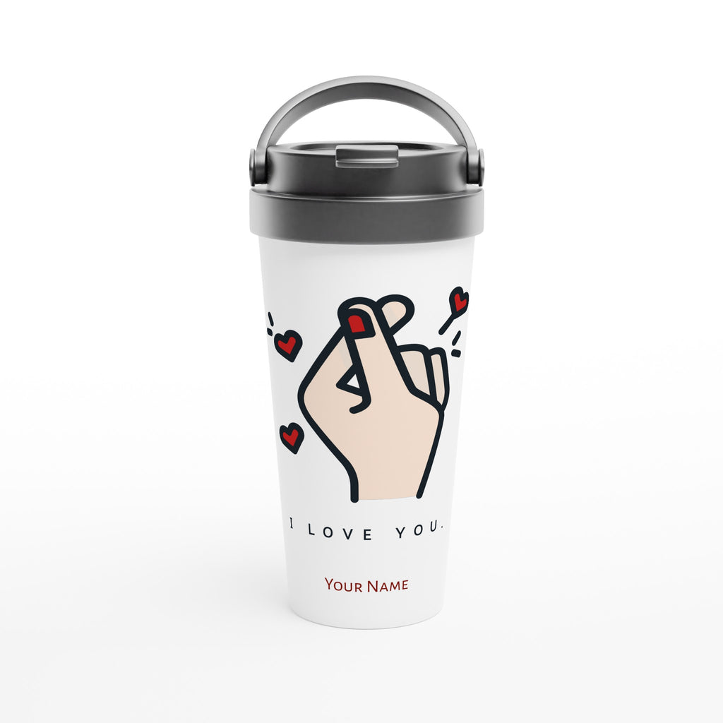 Personalised - I Love You - White 15oz Stainless Steel Travel Mug Default Title Personalised Travel Mug Globally Fulfilled love