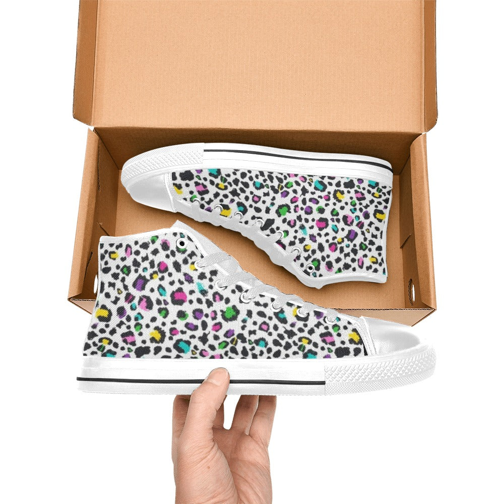 Animal Print In Colour - Men's High Top Canvas Shoes