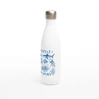 Respect The Locals, Sea Life - White 17oz Stainless Steel Water Bottle White Water Bottle animal Globally Fulfilled Ocean Surf