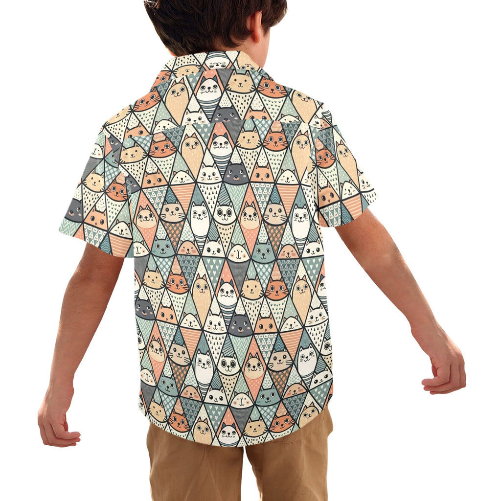 Diamond Cat Pattern - Junior Kids Hawaiian Shirt