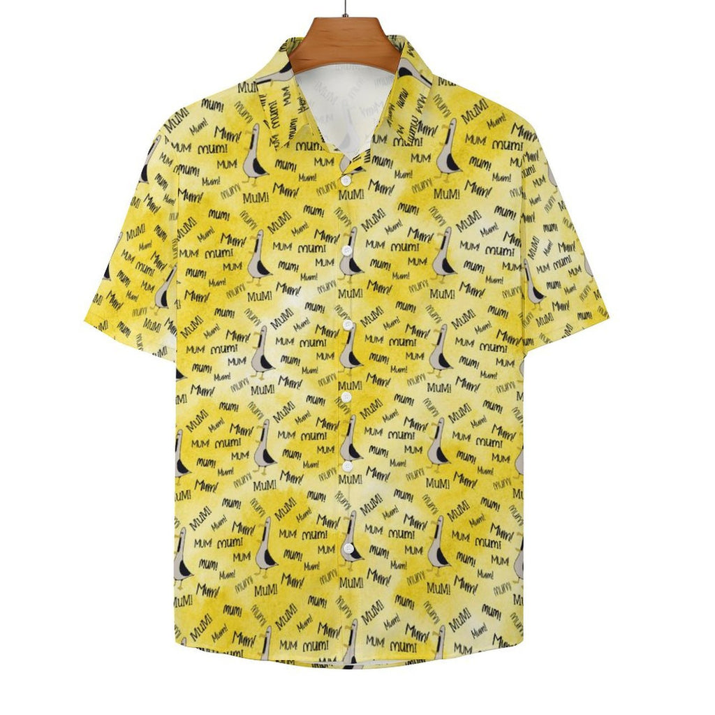 Mum Seagull Women's Collared Pocketless Short Sleeve Shirt