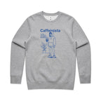 Caffeinista, Caffeine AS Colour Stencil Crew Sweatshirt Unisex Grey Marle Sweatshirt Coffee Printed In Australia