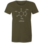 Caffeine Molecule - Womens T-shirt Army Womens T-shirt Coffee Printed In Australia Science