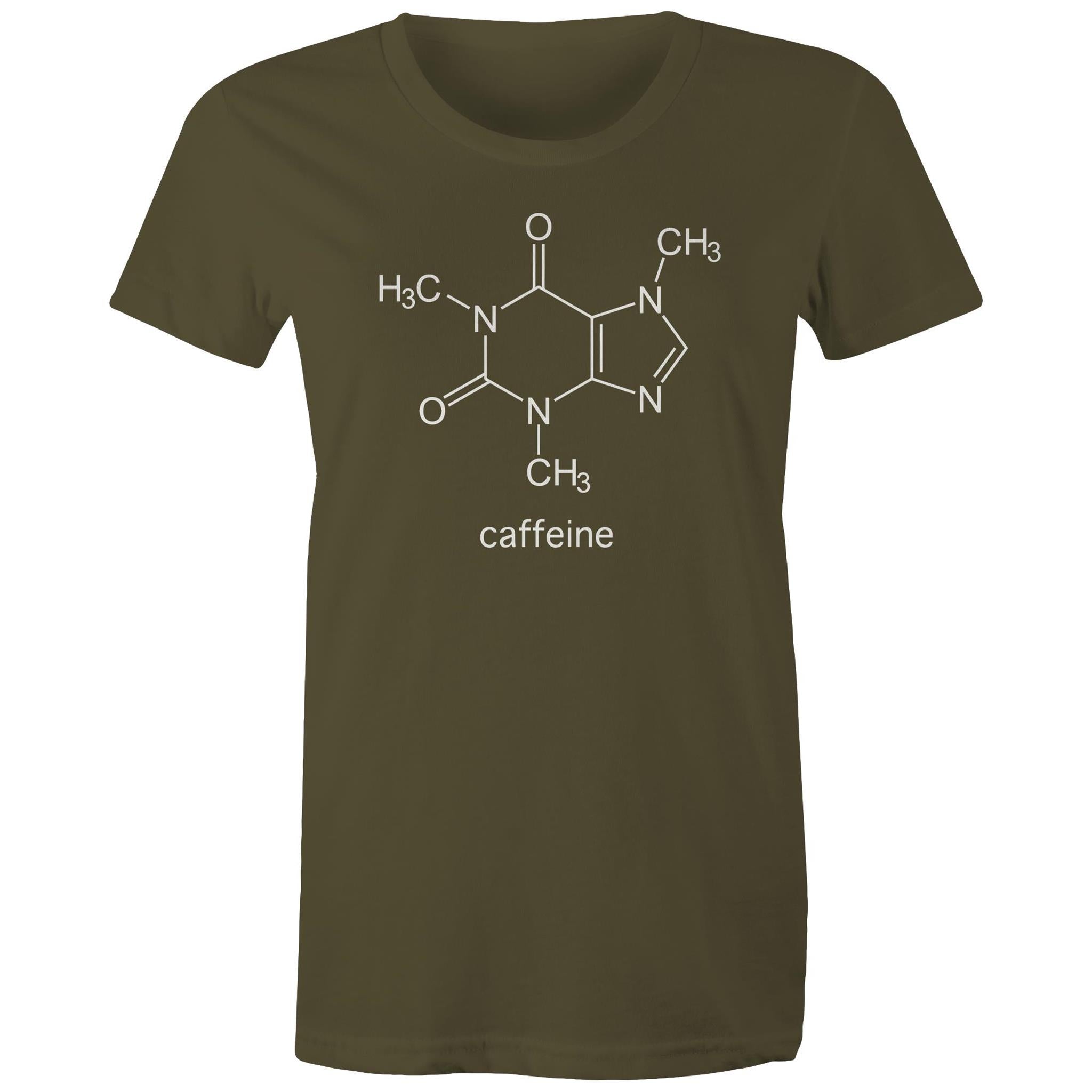 Caffeine Molecule - Womens T-shirt Army Womens T-shirt Coffee Printed In Australia Science