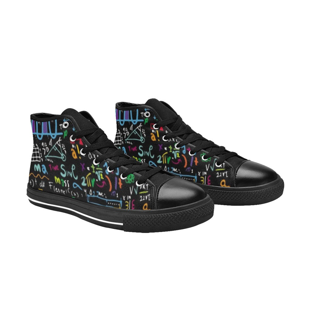 Math Scribbles - Women's High Top Canvas Shoes