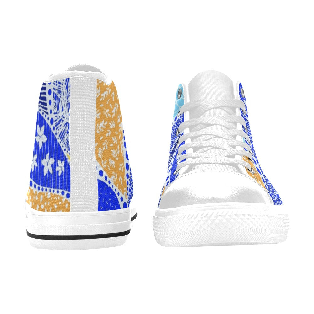 Blue Swirl - Men's High Top Canvas Shoes