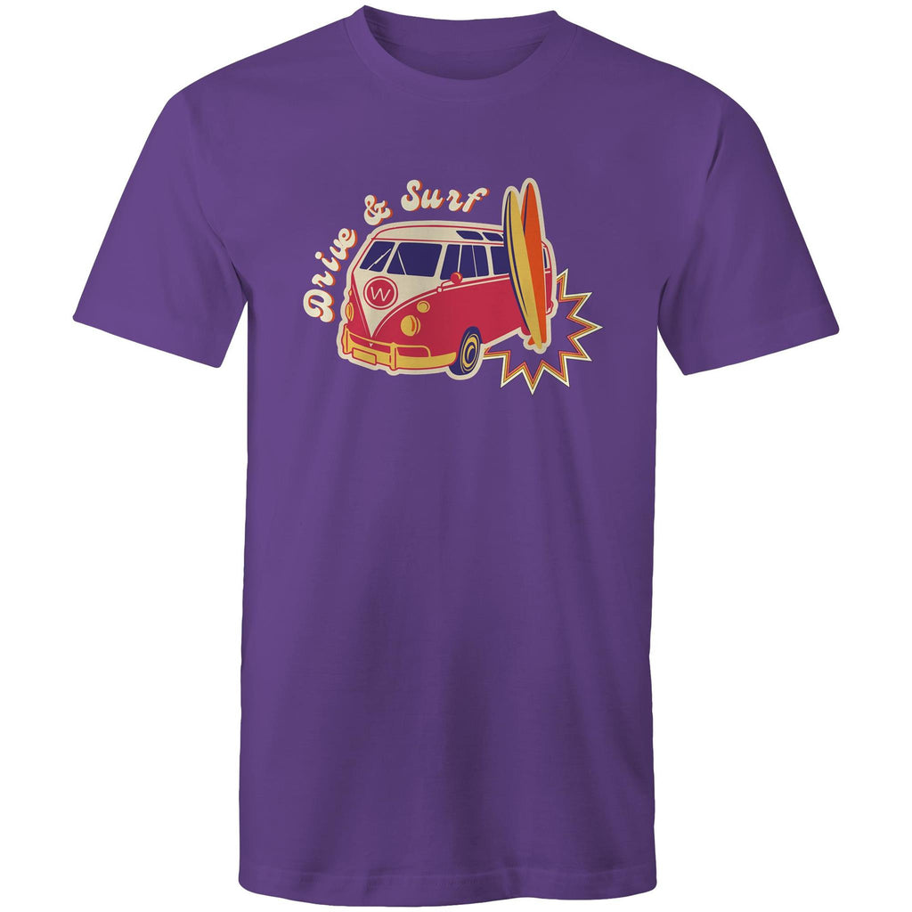 Drive And Surf - Mens T-Shirt Purple Mens T-shirt Printed In Australia Summer Surf