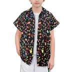Quavers, Music Notes Senior Kids Hawaiian Shirt Senior Kids Hawaiian Shirt 8-15 Music Printed Offshore