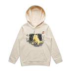 Cat Bass Player - Kids Hoodie Ecru Kids Hoodie Printed In Australia