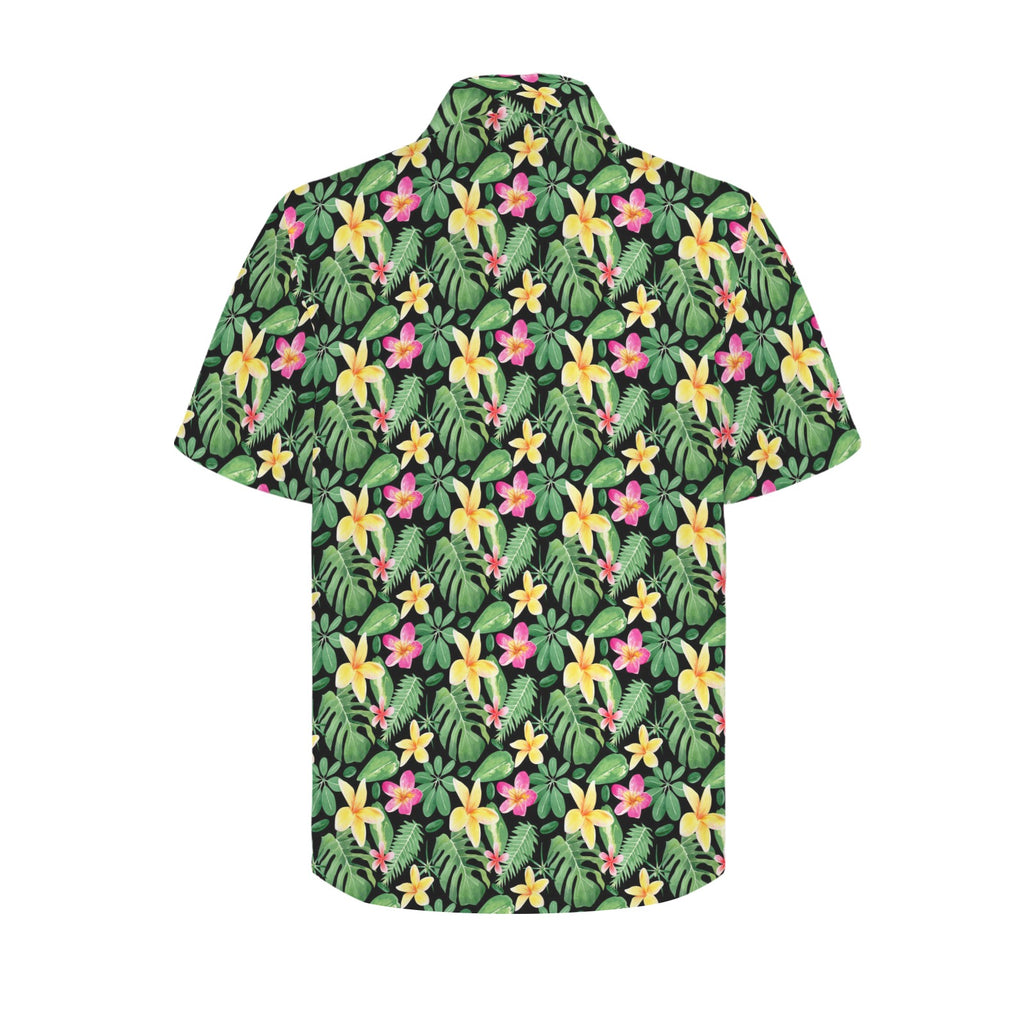 Frangipani Men's Short Sleeve Hawaiian Shirt Men's Hawaiian Shirt (New) Plants Printed Offshore